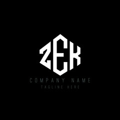 ZEK letter logo design with polygon shape. ZEK polygon logo monogram. ZEK cube logo design. ZEK hexagon vector logo template white and black colors. ZEK monogram, ZEK business and real estate logo. 