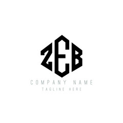 Obraz premium ZEB letter logo design with polygon shape. ZEB polygon logo monogram. ZEB cube logo design. ZEB hexagon vector logo template white and black colors. ZEB monogram, ZEB business and real estate logo. 