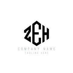 ZEH letter logo design with polygon shape. ZEH polygon logo monogram. ZEH cube logo design. ZEH hexagon vector logo template white and black colors. ZEH monogram, ZEH business and real estate logo. 