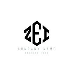 ZEI letter logo design with polygon shape. ZEI polygon logo monogram. ZEI cube logo design. ZEI hexagon vector logo template white and black colors. ZEI monogram, ZEI business and real estate logo. 