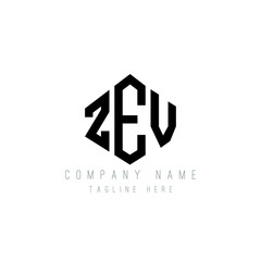 ZEV letter logo design with polygon shape. ZEV polygon logo monogram. ZEV cube logo design. ZEV hexagon vector logo template white and black colors. ZEV monogram, ZEV business and real estate logo. 