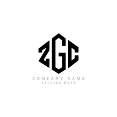 Obraz premium ZGC letter logo design with polygon shape. ZGC polygon logo monogram. ZGC cube logo design. ZGC hexagon vector logo template white and black colors. ZGC monogram, ZGC business and real estate logo. 