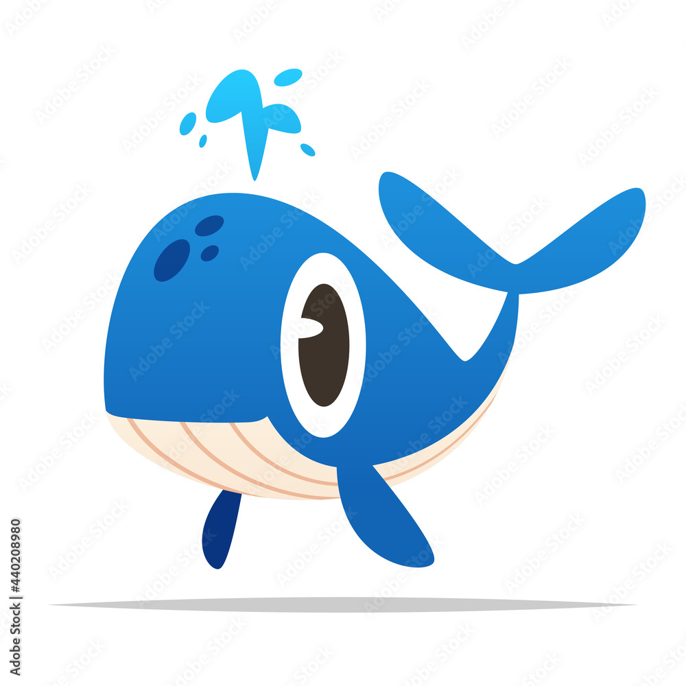 Wall mural Cute cartoon whale vector isolated illustration