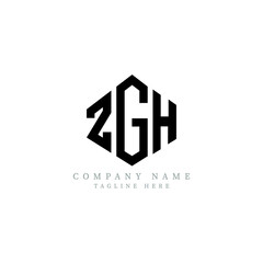 Fototapeta premium ZGH letter logo design with polygon shape. ZGH polygon logo monogram. ZGH cube logo design. ZGH hexagon vector logo template white and black colors. ZGH monogram, ZGH business and real estate logo. 