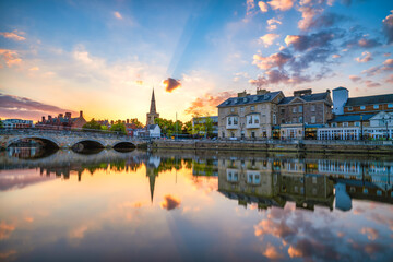 Embankment at sunset in Bedford. England