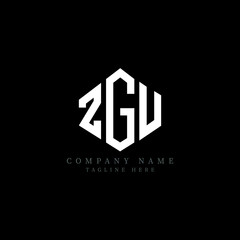 Obraz premium ZGU letter logo design with polygon shape. ZGU polygon logo monogram. ZGU cube logo design. ZGU hexagon vector logo template white and black colors. ZGU monogram, ZGU business and real estate logo. 