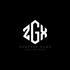 ZGX letter logo design with polygon shape. ZGX polygon logo monogram. ZGX cube logo design. ZGX hexagon vector logo template white and black colors. ZGX monogram, ZGX business and real estate logo. 