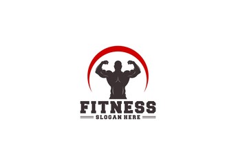 Fitness Gym logo design template in white background