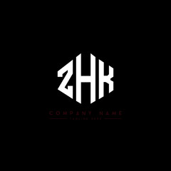 Obraz premium ZHK letter logo design with polygon shape. ZHK polygon logo monogram. ZHK cube logo design. ZHK hexagon vector logo template white and black colors. ZHK monogram, ZHK business and real estate logo. 