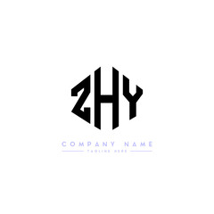 ZHY letter logo design with polygon shape. ZHY polygon logo monogram. ZHY cube logo design. ZHY hexagon vector logo template white and black colors. ZHY monogram, ZHY business and real estate logo. 