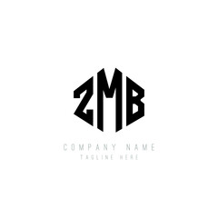 Fototapeta premium ZMB letter logo design with polygon shape. ZMB polygon logo monogram. ZMB cube logo design. ZMB hexagon vector logo template white and black colors. ZMB monogram, ZMB business and real estate logo. 