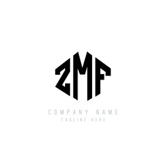 ZMF letter logo design with polygon shape. ZMF polygon logo monogram. ZMF cube logo design. ZMF hexagon vector logo template white and black colors. ZMF monogram, ZMF business and real estate logo. 