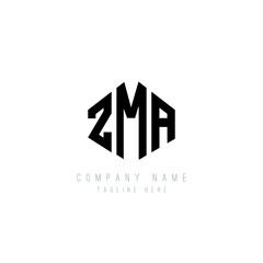 ZMA letter logo design with polygon shape. ZMA polygon logo monogram. ZMA cube logo design. ZMA hexagon vector logo template white and black colors. ZMA monogram, ZMA business and real estate logo. 