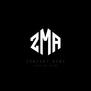ZMA letter logo design with polygon shape. ZMA polygon logo monogram. ZMA cube logo design. ZMA hexagon vector logo template white and black colors. ZMA monogram, ZMA business and real estate logo. 