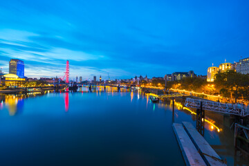 London skyline panorama at blue hour 