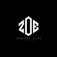 Fototapeta premium ZOE letter logo design with polygon shape. ZOE polygon logo monogram. ZOE cube logo design. ZOE hexagon vector logo template white and black colors. ZOE monogram, ZOE business and real estate logo. 