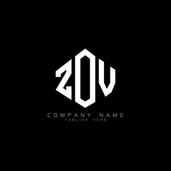 Obraz premium ZOV letter logo design with polygon shape. ZOV polygon logo monogram. ZOV cube logo design. ZOV hexagon vector logo template white and black colors. ZOV monogram, ZOV business and real estate logo. 