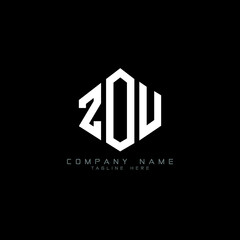 ZOU letter logo design with polygon shape. ZOU polygon logo monogram. ZOU cube logo design. ZOU hexagon vector logo template white and black colors. ZOU monogram, ZOU business and real estate logo. 