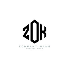 ZOK letter logo design with polygon shape. ZOK polygon logo monogram. ZOK cube logo design. ZOK hexagon vector logo template white and black colors. ZOK monogram, ZOK business and real estate logo. 