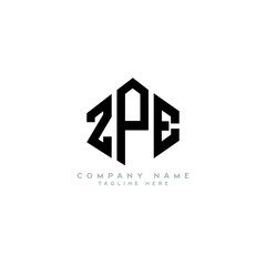 ZPE letter logo design with polygon shape. ZPE polygon logo monogram. ZPE cube logo design. ZPE hexagon vector logo template white and black colors. ZPE monogram, ZPE business and real estate logo. 