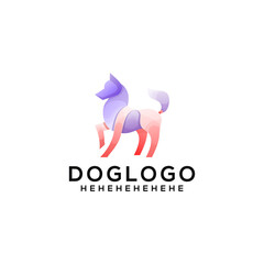 dog colorful gradient style logo design ilustration