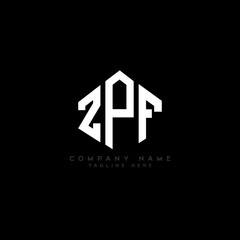 ZPF letter logo design with polygon shape. ZPF polygon logo monogram. ZPF cube logo design. ZPF hexagon vector logo template white and black colors. ZPF monogram, ZPF business and real estate logo. 