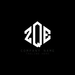 Fototapeta premium ZQE letter logo design with polygon shape. ZQE polygon logo monogram. ZQE cube logo design. ZQE hexagon vector logo template white and black colors. ZQE monogram, ZQE business and real estate logo. 