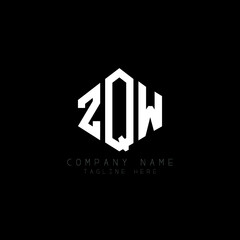ZQW letter logo design with polygon shape. ZQW polygon logo monogram. ZQW cube logo design. ZQW hexagon vector logo template white and black colors. ZQW monogram, ZQW business and real estate logo. 