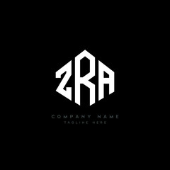 Obraz premium ZRA letter logo design with polygon shape. ZRA polygon logo monogram. ZRA cube logo design. ZRA hexagon vector logo template white and black colors. ZRA monogram, ZRA business and real estate logo. 