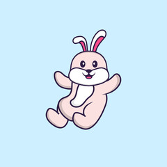 Cute rabbit is flying. Animal cartoon concept isolated. Can used for t-shirt, greeting card, invitation card or mascot. Flat Cartoon Style