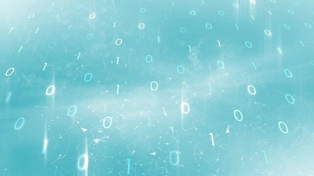  Shining moving binary numbers network blue animation background.