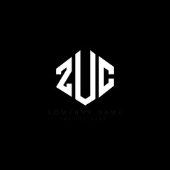 ZUC letter logo design with polygon shape. ZUC polygon logo monogram. ZUC cube logo design. ZUC hexagon vector logo template white and black colors. ZUC monogram, ZUC business and real estate logo. 