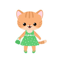 Cute funny character of cat in dress