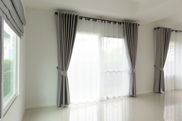 Curtain window interior decoration in living room