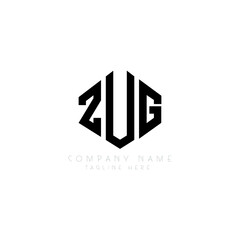 Obraz premium ZUG letter logo design with polygon shape. ZUG polygon logo monogram. ZUG cube logo design. ZUG hexagon vector logo template white and black colors. ZUG monogram, ZUG business and real estate logo. 