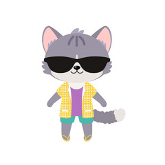 Cute character of cat boy in casual