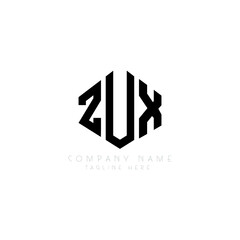ZUX letter logo design with polygon shape. ZUX polygon logo monogram. ZUX cube logo design. ZUX hexagon vector logo template white and black colors. ZUX monogram, ZUX business and real estate logo. 