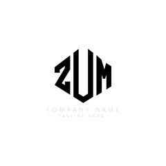 ZUM letter logo design with polygon shape. ZUM polygon logo monogram. ZUM cube logo design. ZUM hexagon vector logo template white and black colors. ZUM monogram, ZUM business and real estate logo. 