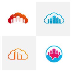 Set of Cloud City logo vector template, Creative Building logo design concepts