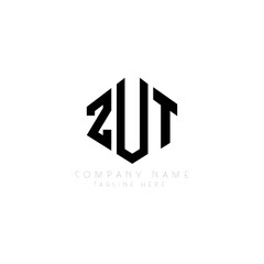 ZUT letter logo design with polygon shape. ZUT polygon logo monogram. ZUT cube logo design. ZUT hexagon vector logo template white and black colors. ZUT monogram, ZUT business and real estate logo. 
