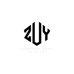 ZUY letter logo design with polygon shape. ZUY polygon logo monogram. ZUY cube logo design. ZUY hexagon vector logo template white and black colors. ZUY monogram, ZUY business and real estate logo. 