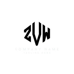 ZVW letter logo design with polygon shape. ZVW polygon logo monogram. ZVW cube logo design. ZVW hexagon vector logo template white and black colors. ZVW monogram, ZVW business and real estate logo 