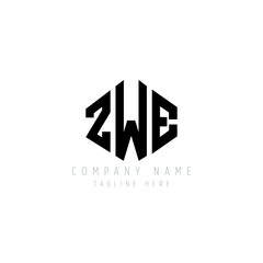 ZWE letter logo design with polygon shape. ZWE polygon logo monogram. ZWE cube logo design. ZWE hexagon vector logo template white and black colors. ZWE monogram, ZWE business and real estate logo. 
