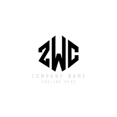 Obraz premium ZWC letter logo design with polygon shape. ZWC polygon logo monogram. ZWC cube logo design. ZWC hexagon vector logo template white and black colors. ZWC monogram, ZWC business and real estate logo. 