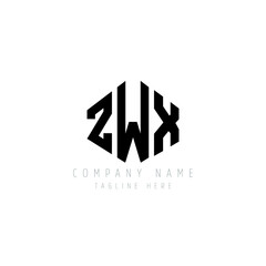 ZWX letter logo design with polygon shape. ZWX polygon logo monogram. ZWX cube logo design. ZWX hexagon vector logo template white and black colors. ZWX monogram, ZWX business and real estate logo. 