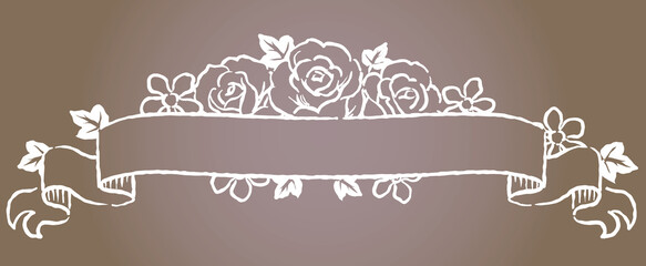 アンティークなお花とリボンの装飾フレーム