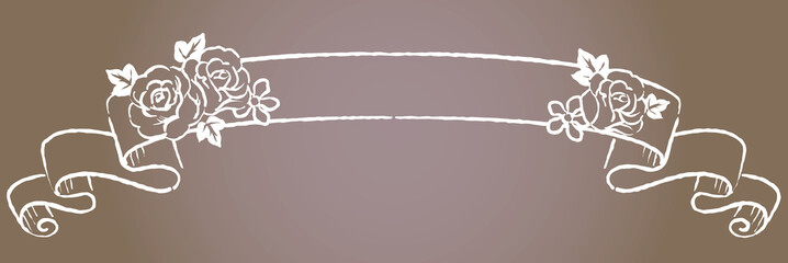 アンティークなお花とリボンの装飾フレーム