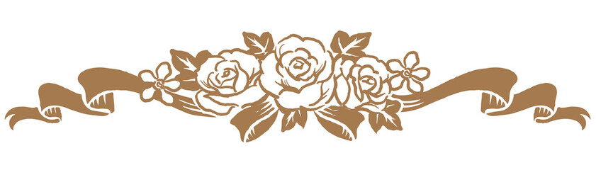 アンティークなお花とリボンの装飾オーナメント