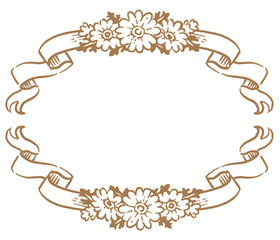アンティークなお花とリボンの装飾フレーム