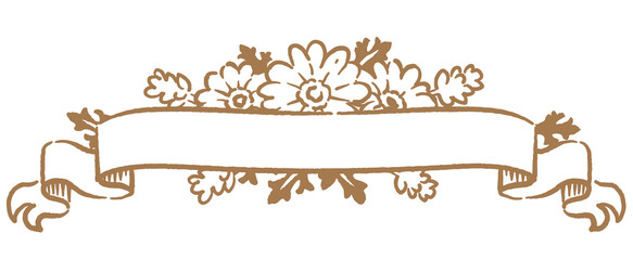 アンティークなお花とリボンの装飾フレーム